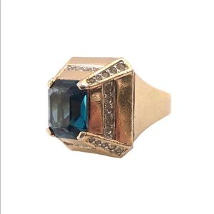 Vtg Panetta Simulated Blue Sapphire Sterling Ring